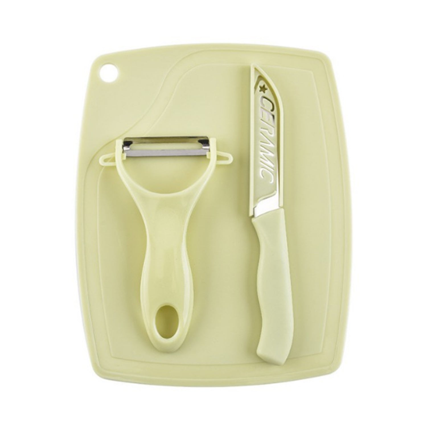 5207 Plastic Kitchen Peeler - Green & Classic Stainless Steel 3-Piece Knife Set Combo 5207 Plastic Kitchen Peeler - Green & Classic Stainless Steel 3-Piece Knife Set Combo